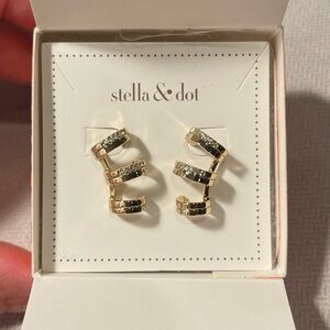Stella & Dot Gold Pavé Trio Earrings